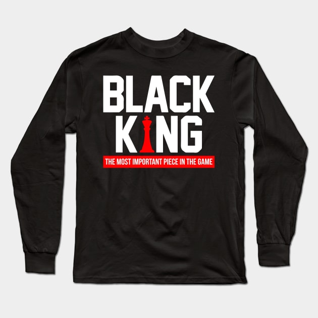 Black King Proud Black Men Black History Month Gift Long Sleeve T-Shirt by BadDesignCo